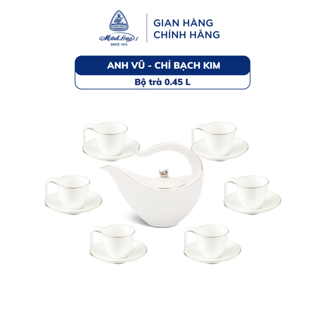 磁器ティーポットセット 0.45L プラチナの筋入り Anh Vu Minh Long